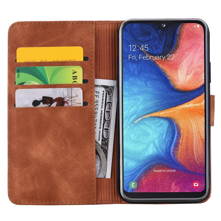 For Galaxy A30s / A50s Calf Pattern Mandala Double Folding Design Embossed Leather Case with Wallet & Holder & Card Slots(Brown) by buy2fix
