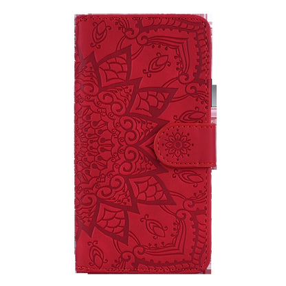 For Galaxy A30s / A50s Calf Pattern Mandala Double Folding Design Embossed Leather Case with Wallet & Holder & Card Slots(Red) by buy2fix