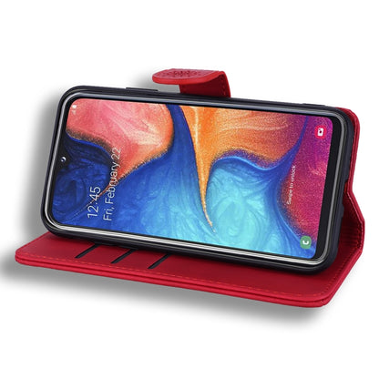 For Galaxy A30s / A50s Calf Pattern Mandala Double Folding Design Embossed Leather Case with Wallet & Holder & Card Slots(Red) by buy2fix