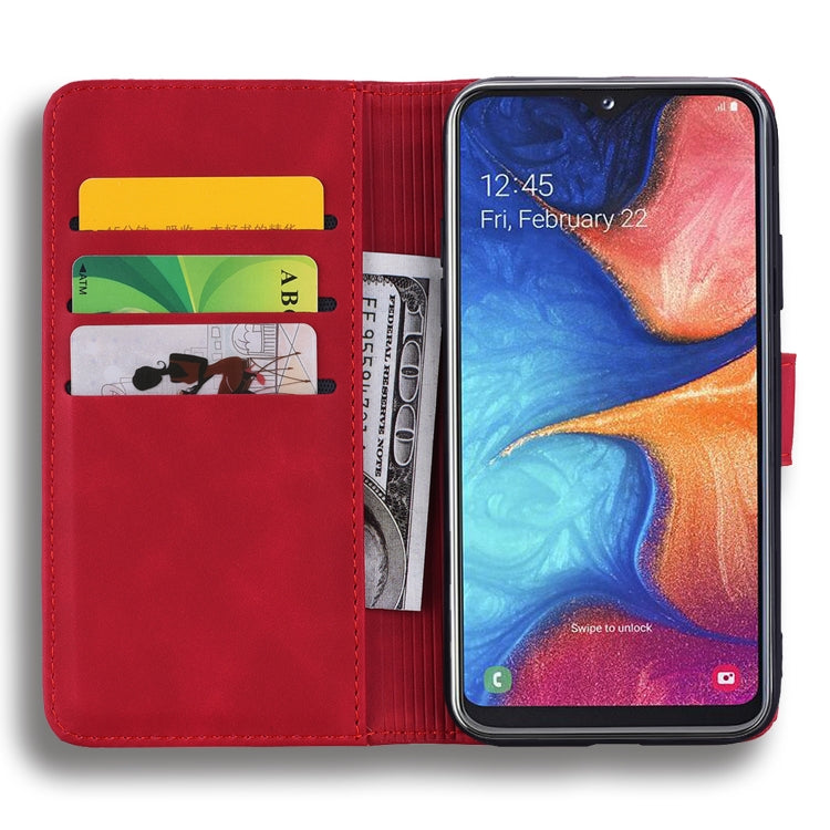 For Galaxy A30s / A50s Calf Pattern Mandala Double Folding Design Embossed Leather Case with Wallet & Holder & Card Slots(Red) by buy2fix