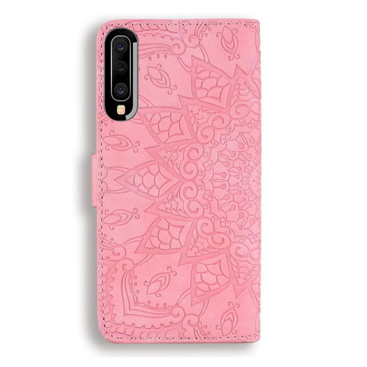 For Galaxy A30s / A50s Calf Pattern Mandala Double Folding Design Embossed Leather Case with Wallet & Holder & Card Slots(Pink) by buy2fix