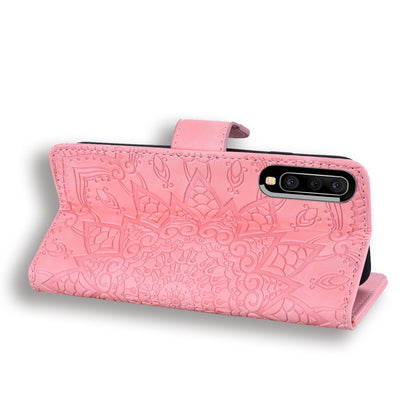For Galaxy A30s / A50s Calf Pattern Mandala Double Folding Design Embossed Leather Case with Wallet & Holder & Card Slots(Pink) by buy2fix