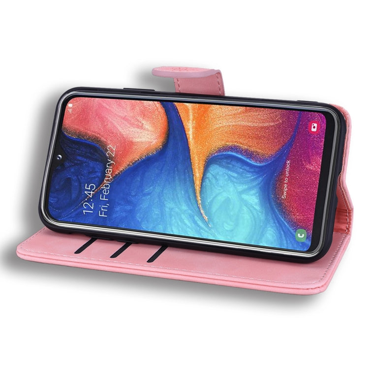 For Galaxy A30s / A50s Calf Pattern Mandala Double Folding Design Embossed Leather Case with Wallet & Holder & Card Slots(Pink) by buy2fix