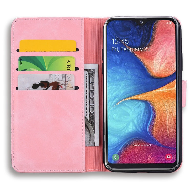 For Galaxy A30s / A50s Calf Pattern Mandala Double Folding Design Embossed Leather Case with Wallet & Holder & Card Slots(Pink) by buy2fix
