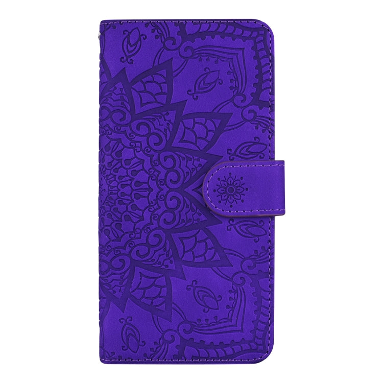 For Galaxy A30s / A50s Calf Pattern Mandala Double Folding Design Embossed Leather Case with Wallet & Holder & Card Slots(Purple) by buy2fix