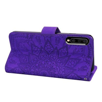 For Galaxy A30s / A50s Calf Pattern Mandala Double Folding Design Embossed Leather Case with Wallet & Holder & Card Slots(Purple) by buy2fix