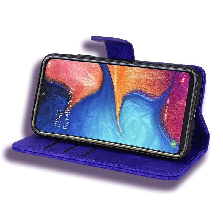 For Galaxy A30s / A50s Calf Pattern Mandala Double Folding Design Embossed Leather Case with Wallet & Holder & Card Slots(Purple) by buy2fix