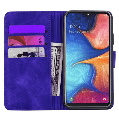 For Galaxy A30s / A50s Calf Pattern Mandala Double Folding Design Embossed Leather Case with Wallet & Holder & Card Slots(Purple) by buy2fix
