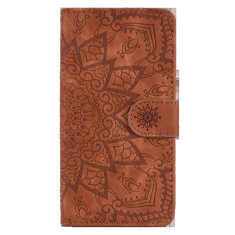For Xiaomi Mi CC9e / Mi A3 Calf Pattern Mandala Double Folding Design Embossed Leather Case with Wallet & Holder & Card Slots(Brown) - Xiaomi Cases by buy2fix | Online Shopping UK | buy2fix