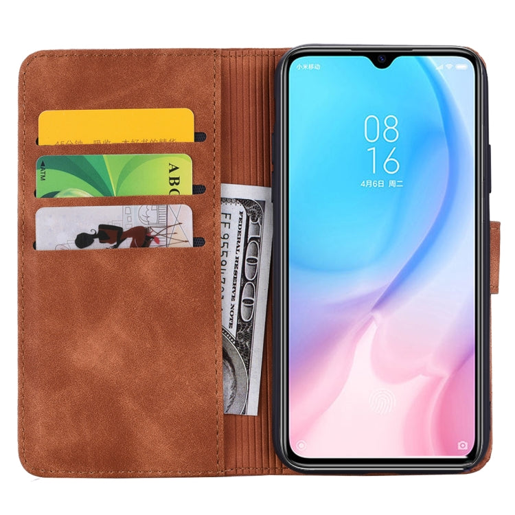 For Xiaomi Mi CC9e / Mi A3 Calf Pattern Mandala Double Folding Design Embossed Leather Case with Wallet & Holder & Card Slots(Brown) - Xiaomi Cases by buy2fix | Online Shopping UK | buy2fix
