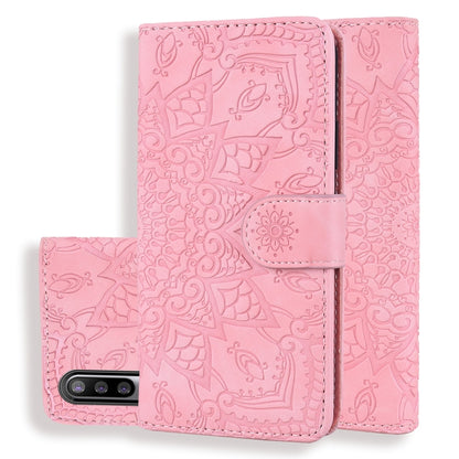 For Xiaomi Mi CC9e / Mi A3 Calf Pattern Mandala Double Folding Design Embossed Leather Case with Wallet & Holder & Card Slots(Pink) - Xiaomi Cases by buy2fix | Online Shopping UK | buy2fix