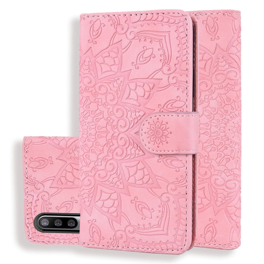 For Xiaomi Mi CC9e / Mi A3 Calf Pattern Mandala Double Folding Design Embossed Leather Case with Wallet & Holder & Card Slots(Pink) - Xiaomi Cases by buy2fix | Online Shopping UK | buy2fix