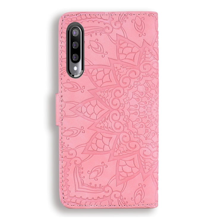 For Xiaomi Mi CC9e / Mi A3 Calf Pattern Mandala Double Folding Design Embossed Leather Case with Wallet & Holder & Card Slots(Pink) - Xiaomi Cases by buy2fix | Online Shopping UK | buy2fix