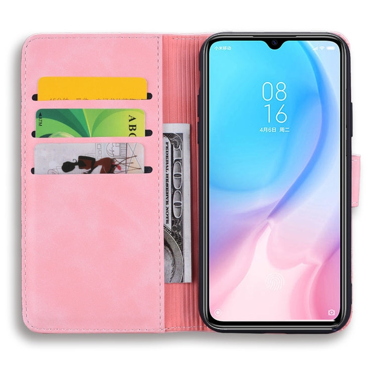 For Xiaomi Mi CC9e / Mi A3 Calf Pattern Mandala Double Folding Design Embossed Leather Case with Wallet & Holder & Card Slots(Pink) - Xiaomi Cases by buy2fix | Online Shopping UK | buy2fix