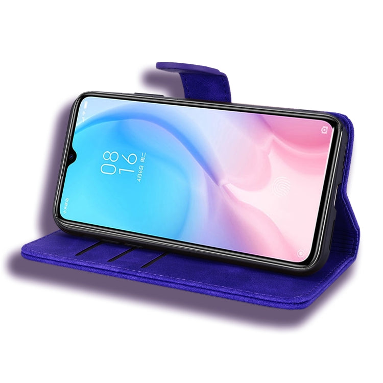 For Xiaomi Mi CC9e / Mi A3 Calf Pattern Mandala Double Folding Design Embossed Leather Case with Wallet & Holder & Card Slots(Purple) - Xiaomi Cases by buy2fix | Online Shopping UK | buy2fix