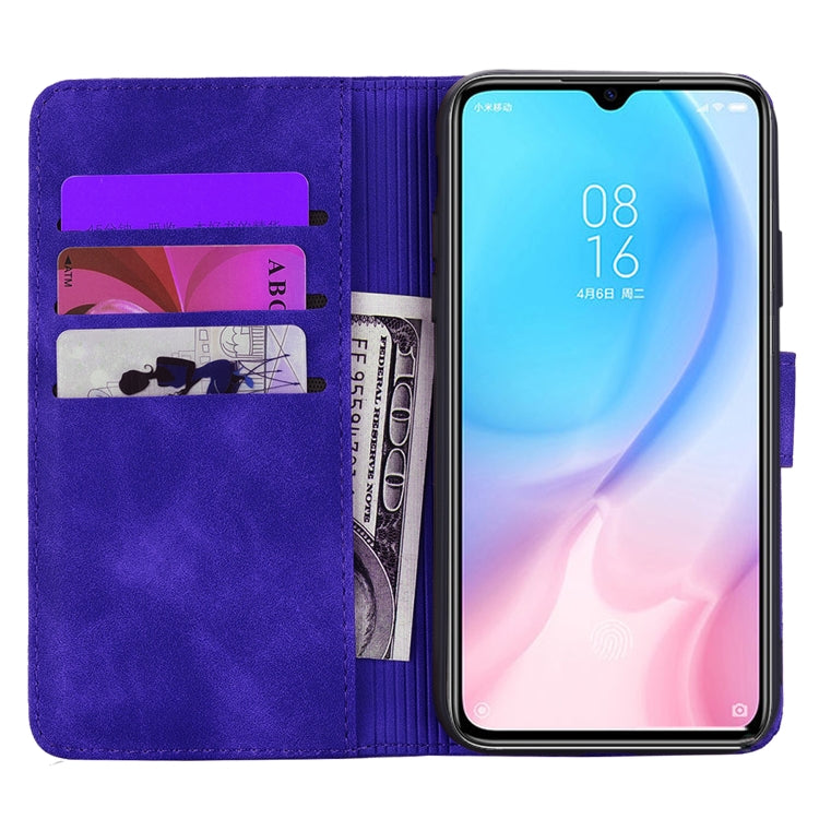For Xiaomi Mi CC9e / Mi A3 Calf Pattern Mandala Double Folding Design Embossed Leather Case with Wallet & Holder & Card Slots(Purple) - Xiaomi Cases by buy2fix | Online Shopping UK | buy2fix