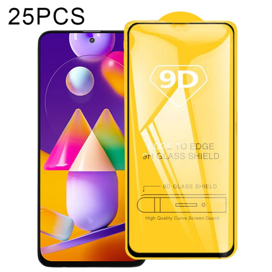 For Samsung Galaxy M31s 25 PCS 9D Full Glue Full Screen Tempered Glass Film - Galaxy Tempered Glass by buy2fix | Online Shopping UK | buy2fix