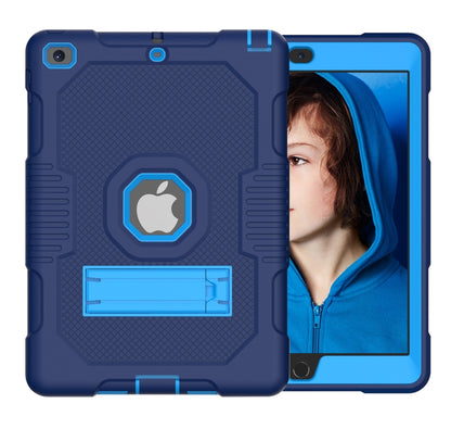 Contrast Color Robot Shockproof Silicone + PC Protective Case with Holder For iPad 9.7 (2017/2018)(Navy Blue) - iPad 9.7 (2018) & (2017) Cases by buy2fix | Online Shopping UK | buy2fix