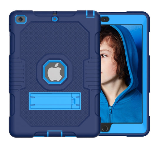Contrast Color Robot Shockproof Silicone + PC Protective Case with Holder For iPad 9.7 (2017/2018)(Navy Blue) - iPad 9.7 (2018) & (2017) Cases by buy2fix | Online Shopping UK | buy2fix