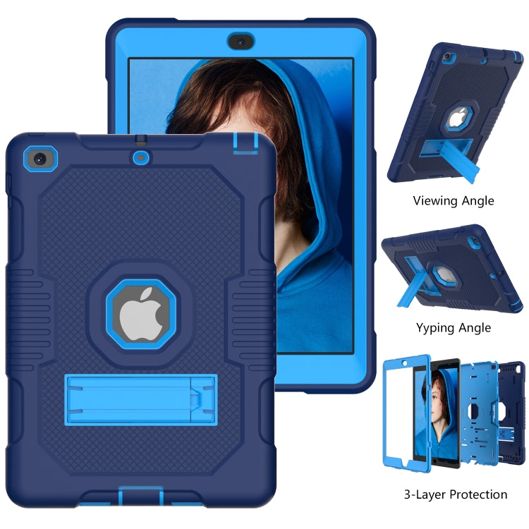 Contrast Color Robot Shockproof Silicone + PC Protective Case with Holder For iPad 9.7 (2017/2018)(Navy Blue) - iPad 9.7 (2018) & (2017) Cases by buy2fix | Online Shopping UK | buy2fix