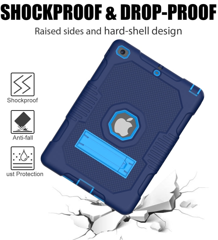 Contrast Color Robot Shockproof Silicone + PC Protective Case with Holder For iPad 9.7 (2017/2018)(Navy Blue) - iPad 9.7 (2018) & (2017) Cases by buy2fix | Online Shopping UK | buy2fix
