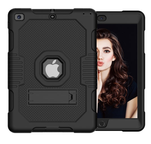 Contrast Color Robot Shockproof Silicone + PC Protective Case with Holder For iPad 9.7 (2017/2018)(Black) - iPad 9.7 (2018) & (2017) Cases by buy2fix | Online Shopping UK | buy2fix