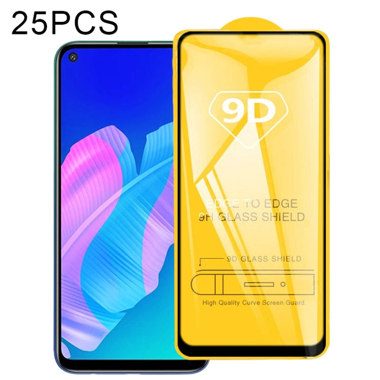 For Huawei P40 Lite E 25 PCS 9D Full Glue Full Screen Tempered Glass Film - Huawei Tempered Glass by buy2fix | Online Shopping UK | buy2fix
