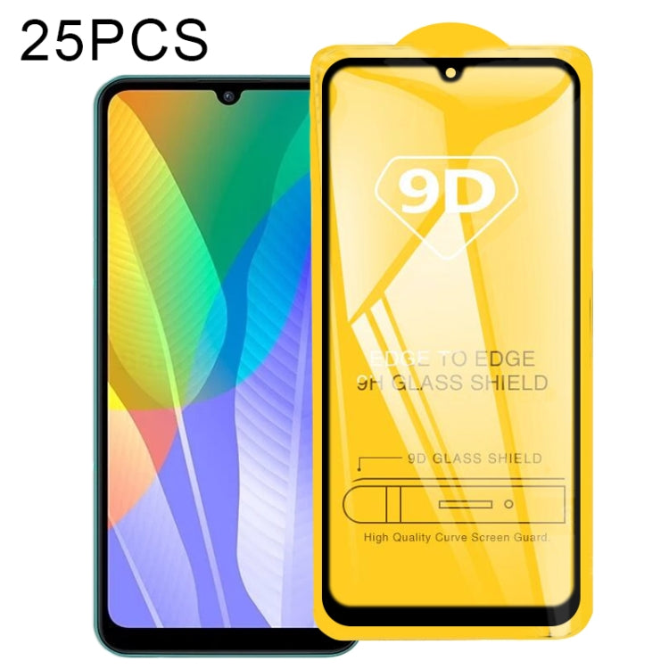 For Huawei Y6p 25 PCS 9D Full Glue Full Screen Tempered Glass Film - Huawei Tempered Glass by buy2fix | Online Shopping UK | buy2fix