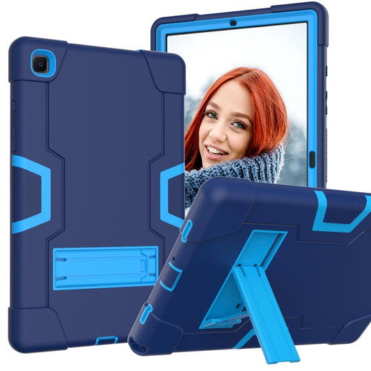 For Samsung Galaxy Tab A7 10.4 (2020) T500 Contrast Color Robot Shockproof Silicon + PC Protective Case with Holder(Navy Blue + Blue) - Other Galaxy Tab PC by buy2fix | Online Shopping UK | buy2fix