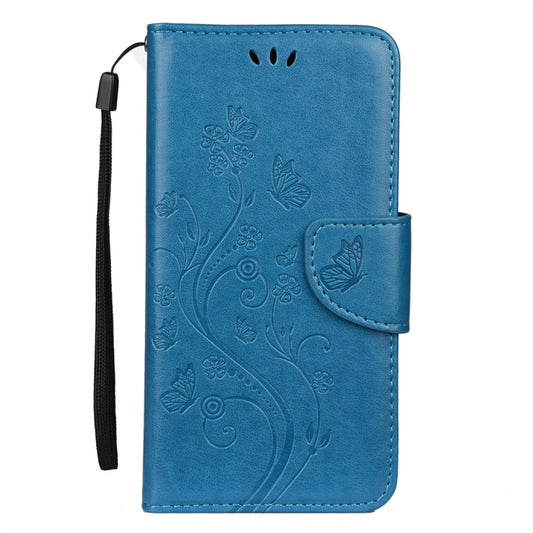For iPhone 11 Pro Butterfly Flower Pattern Horizontal Flip Leather Case with Holder & Card Slots & Wallet(Blue) - iPhone 11 Pro Cases by buy2fix | Online Shopping UK | buy2fix