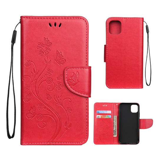 For iPhone 11 Pro Butterfly Flower Pattern Horizontal Flip Leather Case with Holder & Card Slots & Wallet(Red) - iPhone 11 Pro Cases by buy2fix | Online Shopping UK | buy2fix
