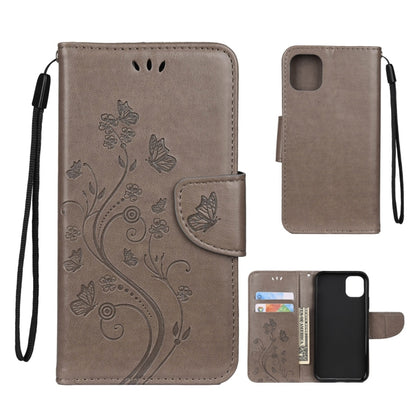 For iPhone 11 Pro Butterfly Flower Pattern Horizontal Flip Leather Case with Holder & Card Slots & Wallet(Grey) - iPhone 11 Pro Cases by buy2fix | Online Shopping UK | buy2fix