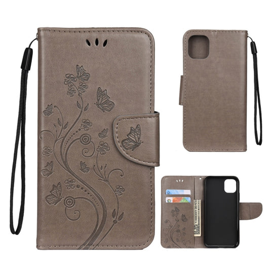 For iPhone 11 Pro Butterfly Flower Pattern Horizontal Flip Leather Case with Holder & Card Slots & Wallet(Grey) - iPhone 11 Pro Cases by buy2fix | Online Shopping UK | buy2fix