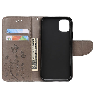 For iPhone 11 Pro Butterfly Flower Pattern Horizontal Flip Leather Case with Holder & Card Slots & Wallet(Grey) - iPhone 11 Pro Cases by buy2fix | Online Shopping UK | buy2fix
