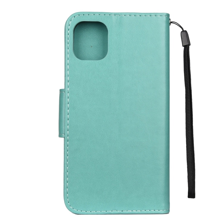 For iPhone 11 Butterfly Flower Pattern Horizontal Flip Leather Case with Holder & Card Slots & Wallet(Green) - iPhone 11 Cases by buy2fix | Online Shopping UK | buy2fix