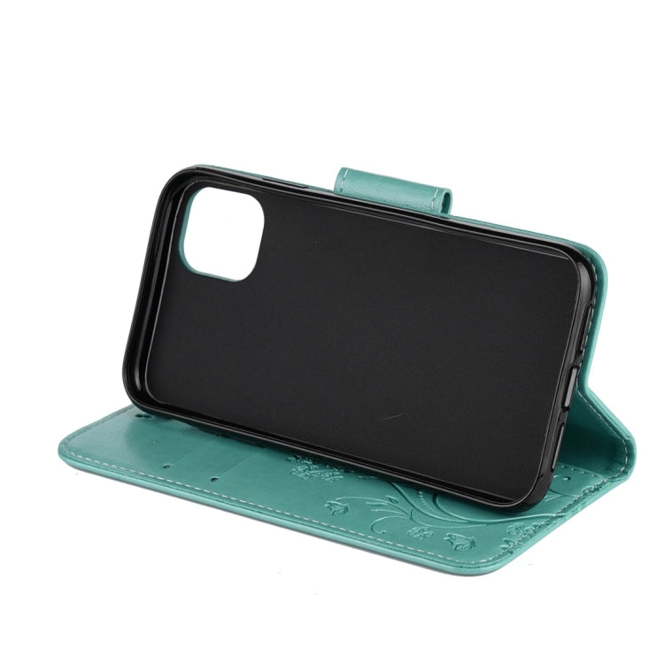 For iPhone 11 Butterfly Flower Pattern Horizontal Flip Leather Case with Holder & Card Slots & Wallet(Green) - iPhone 11 Cases by buy2fix | Online Shopping UK | buy2fix