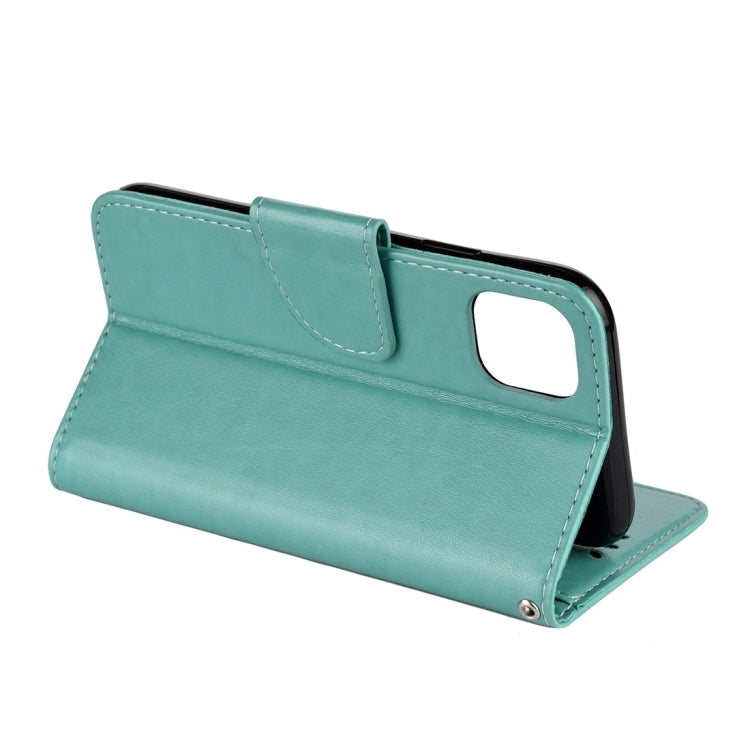 For iPhone 11 Butterfly Flower Pattern Horizontal Flip Leather Case with Holder & Card Slots & Wallet(Green) - iPhone 11 Cases by buy2fix | Online Shopping UK | buy2fix