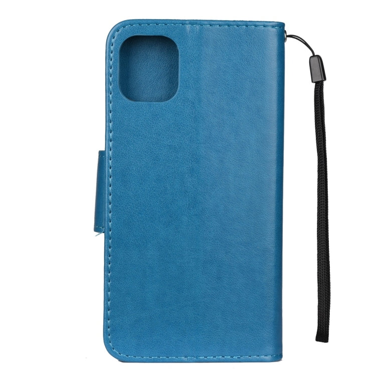 For iPhone 11 Butterfly Flower Pattern Horizontal Flip Leather Case with Holder & Card Slots & Wallet(Blue) - iPhone 11 Cases by buy2fix | Online Shopping UK | buy2fix