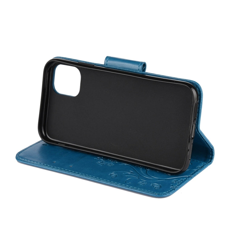 For iPhone 11 Butterfly Flower Pattern Horizontal Flip Leather Case with Holder & Card Slots & Wallet(Blue) - iPhone 11 Cases by buy2fix | Online Shopping UK | buy2fix