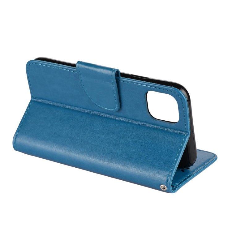 For iPhone 11 Butterfly Flower Pattern Horizontal Flip Leather Case with Holder & Card Slots & Wallet(Blue) - iPhone 11 Cases by buy2fix | Online Shopping UK | buy2fix