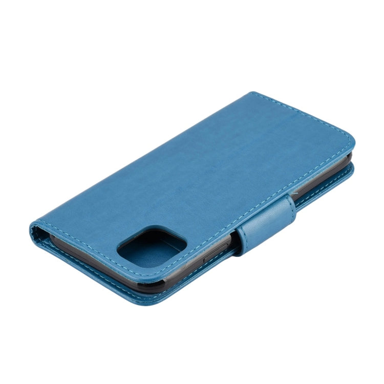 For iPhone 11 Butterfly Flower Pattern Horizontal Flip Leather Case with Holder & Card Slots & Wallet(Blue) - iPhone 11 Cases by buy2fix | Online Shopping UK | buy2fix