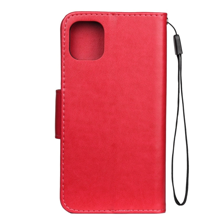 For iPhone 11 Butterfly Flower Pattern Horizontal Flip Leather Case with Holder & Card Slots & Wallet(Red) - iPhone 11 Cases by buy2fix | Online Shopping UK | buy2fix