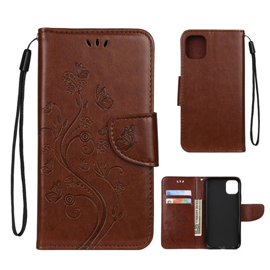 For iPhone 11 Butterfly Flower Pattern Horizontal Flip Leather Case with Holder & Card Slots & Wallet(Brown) - iPhone 11 Cases by buy2fix | Online Shopping UK | buy2fix