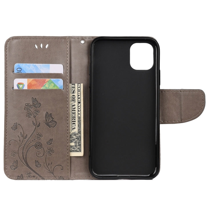 For iPhone 11 Butterfly Flower Pattern Horizontal Flip Leather Case with Holder & Card Slots & Wallet(Grey) - iPhone 11 Cases by buy2fix | Online Shopping UK | buy2fix