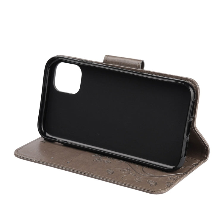For iPhone 11 Butterfly Flower Pattern Horizontal Flip Leather Case with Holder & Card Slots & Wallet(Grey) - iPhone 11 Cases by buy2fix | Online Shopping UK | buy2fix