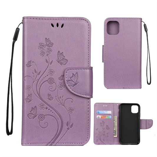 For iPhone 11 Butterfly Flower Pattern Horizontal Flip Leather Case with Holder & Card Slots & Wallet(Light Purple) - iPhone 11 Cases by buy2fix | Online Shopping UK | buy2fix