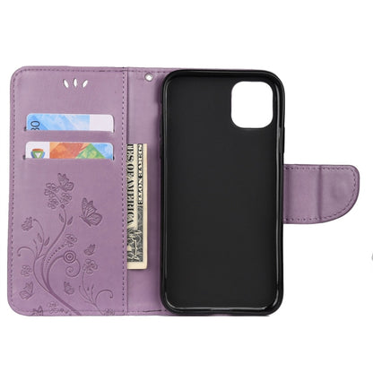 For iPhone 11 Butterfly Flower Pattern Horizontal Flip Leather Case with Holder & Card Slots & Wallet(Light Purple) - iPhone 11 Cases by buy2fix | Online Shopping UK | buy2fix