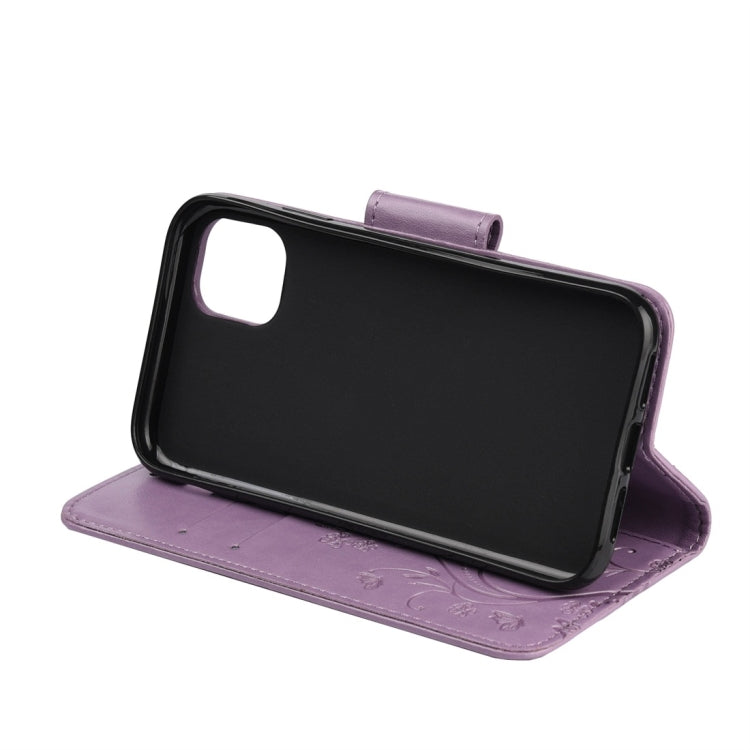 For iPhone 11 Butterfly Flower Pattern Horizontal Flip Leather Case with Holder & Card Slots & Wallet(Light Purple) - iPhone 11 Cases by buy2fix | Online Shopping UK | buy2fix