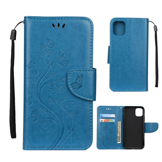 For iPhone 11 Pro Max Butterfly Flower Pattern Horizontal Flip Leather Case with Holder & Card Slots & Wallet(Blue) - iPhone 11 Pro Max Cases by buy2fix | Online Shopping UK | buy2fix