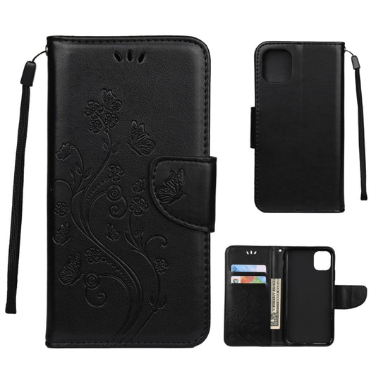 For iPhone 11 Pro Max Butterfly Flower Pattern Horizontal Flip Leather Case with Holder & Card Slots & Wallet(Black) - iPhone 11 Pro Max Cases by buy2fix | Online Shopping UK | buy2fix